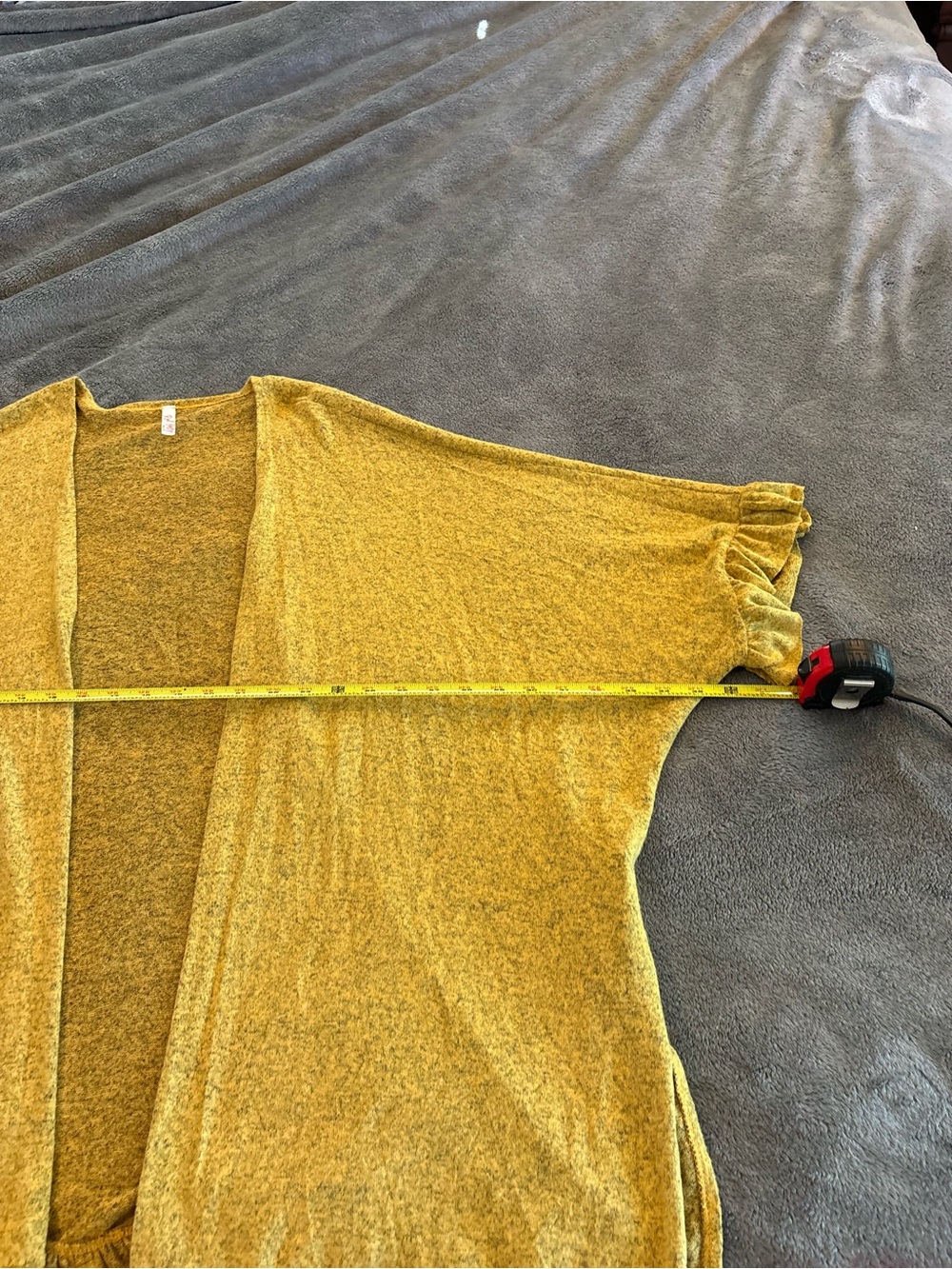 Mustard Ruffle Hem Open Front Cardigan Size M - Picture 5 of 13